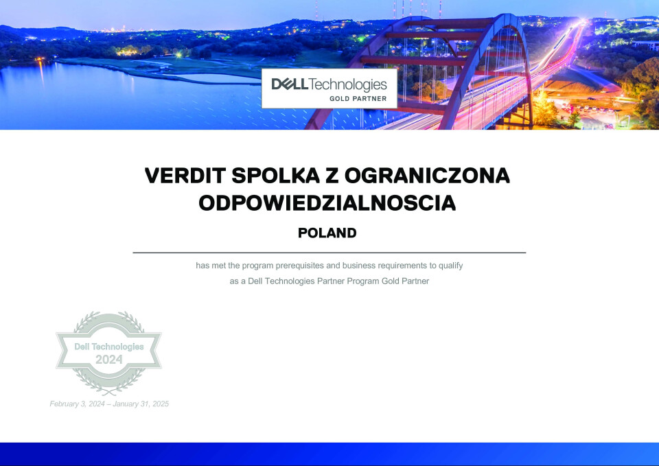 VerdIT ponownie z tytułem „Gold Partner” w programie partnerskim Dell Technologies.