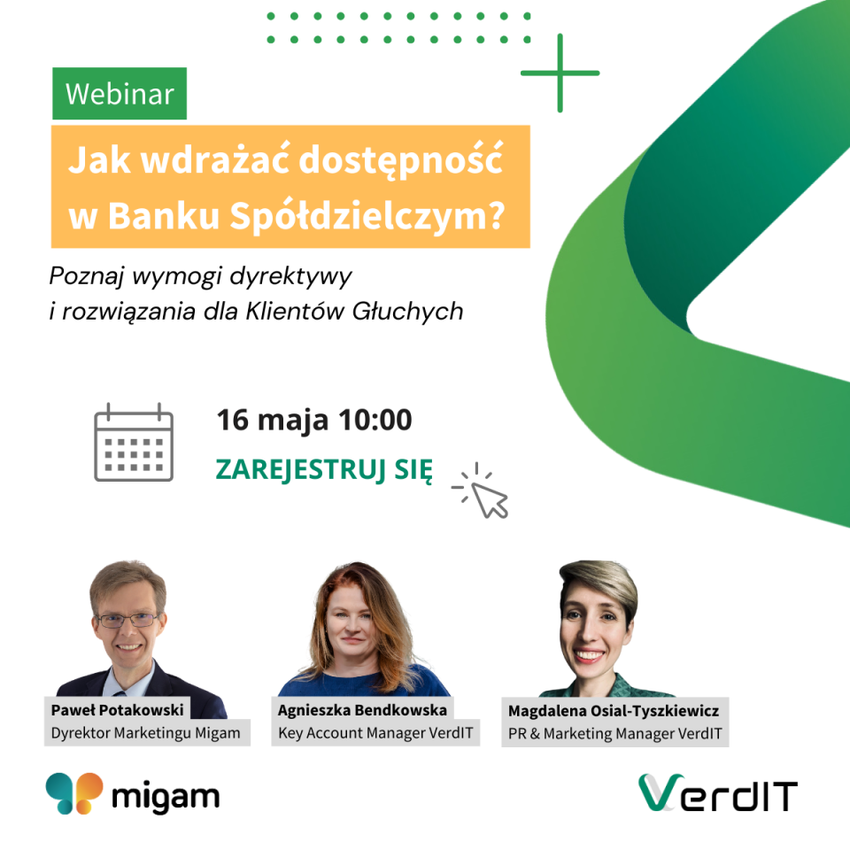 Zapraszamy na webinar - Jak wdrażać dostępność w Banku Spółdzielczym?
