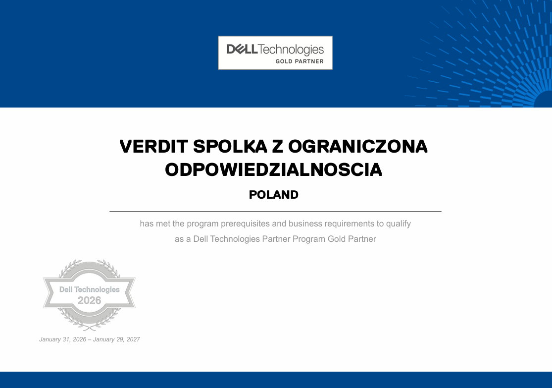 VerdIT ponownie z tytułem Gold Partner od Dell Technologies